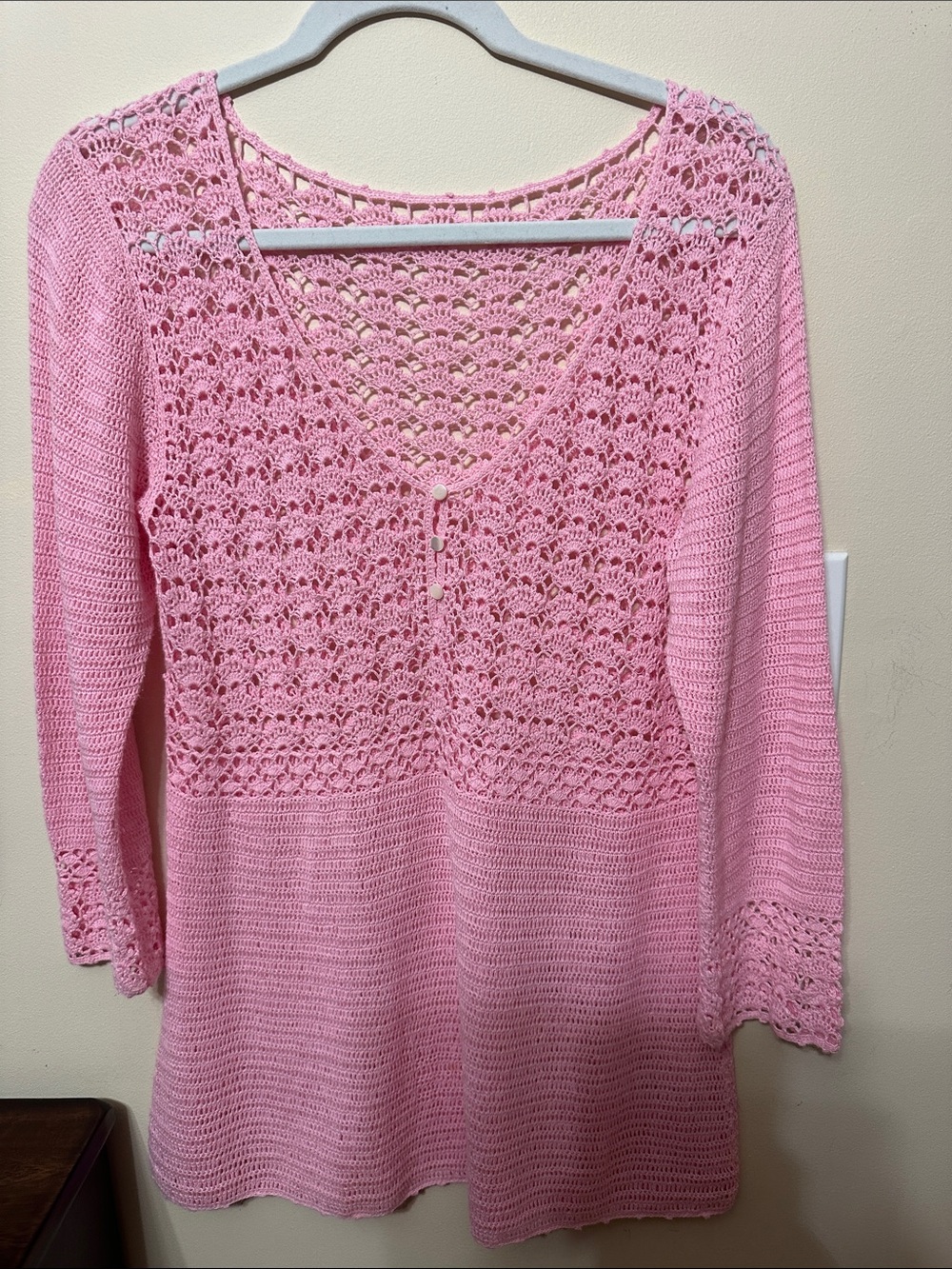 Lilly Pulitzer Pink Crochet Knit Tunic Top